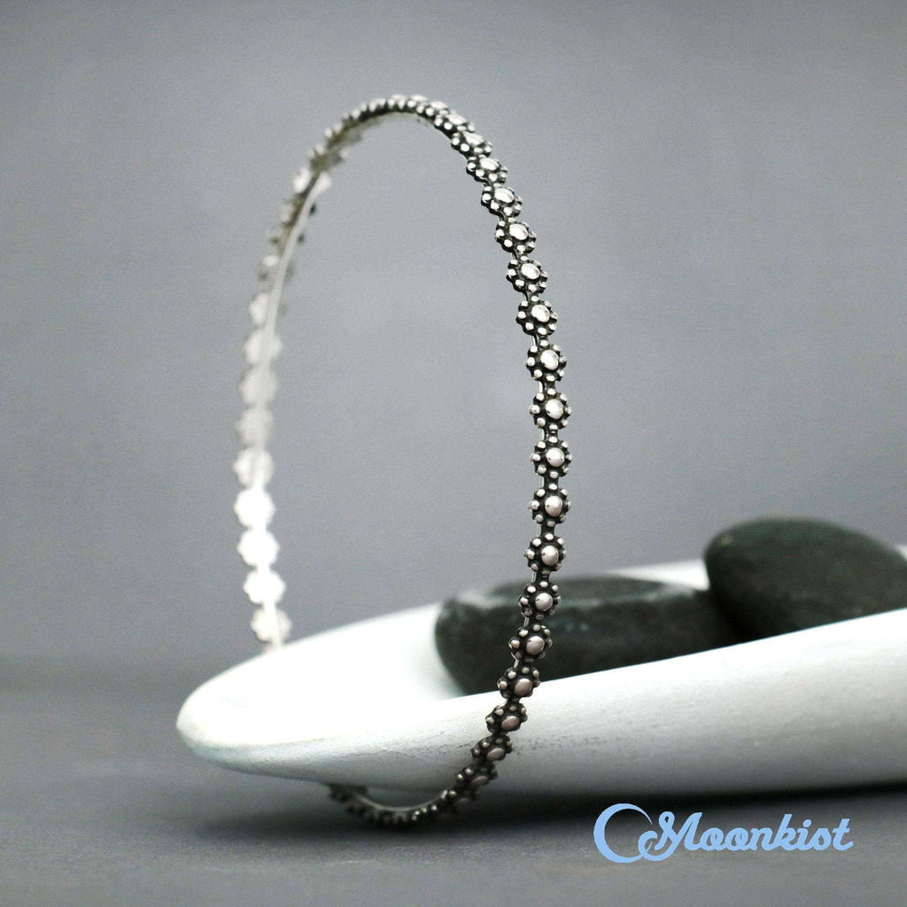 Silver Flower Bangle Bracelet for Women | Moonkist Designs
