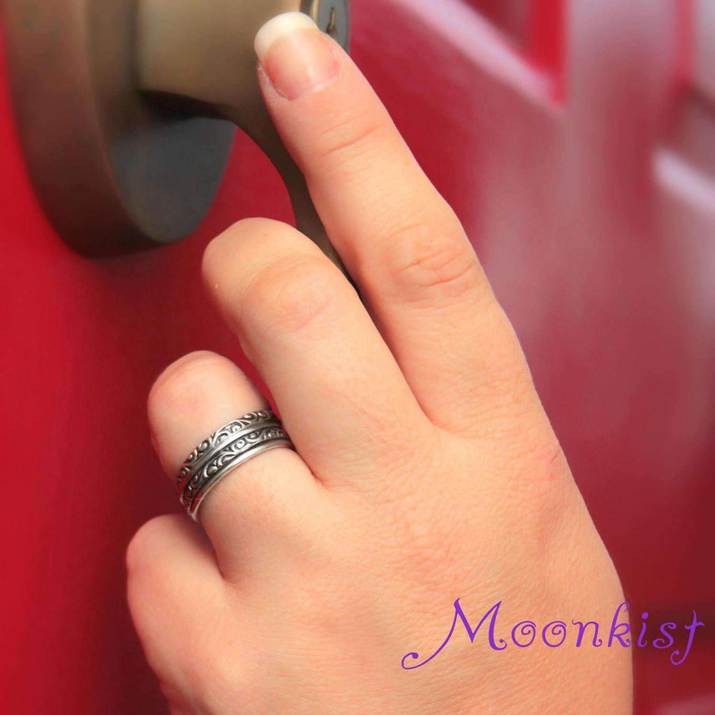 Silver Matching Flourish Wedding Ring Set | Moonkist Designs
