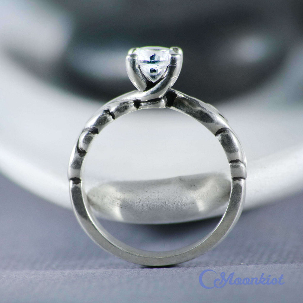 Silver Ocean Waves Engagement Ring