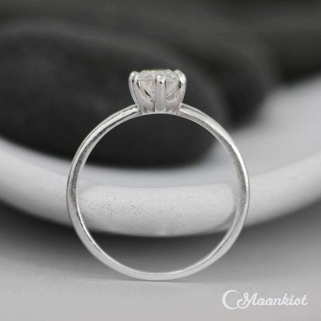 Silver Oval White Sapphire Solitaire Engagement Ring | Moonkist Designs