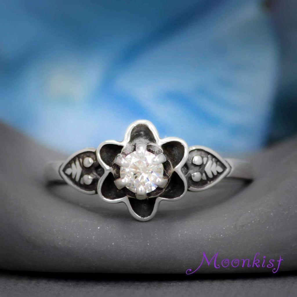 Silver Victorian Buttercup Engagement Ring