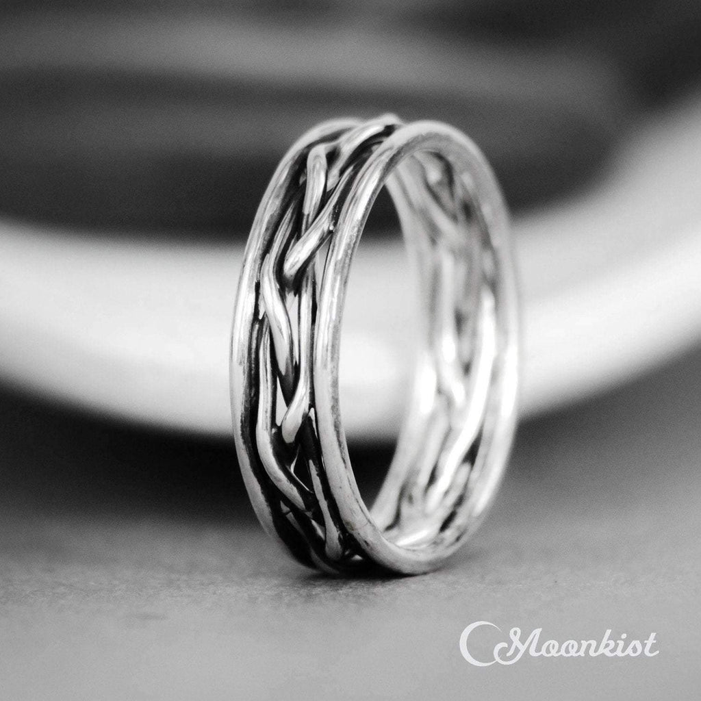 Silver Viking Celtic Braided Men's Wedding Ring | Moonkist Designs