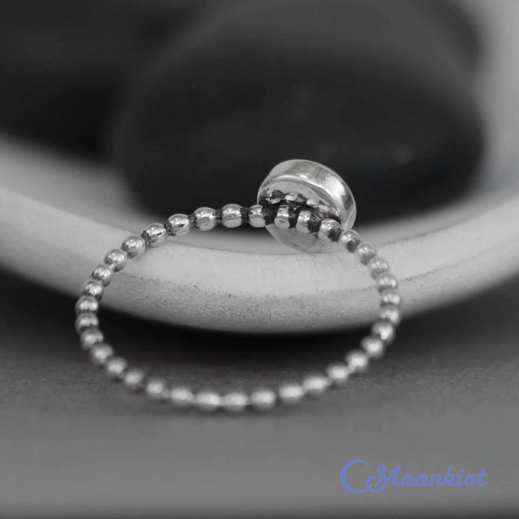 Simple Beaded Silver Promise Ring For Her | Moonkist Designs