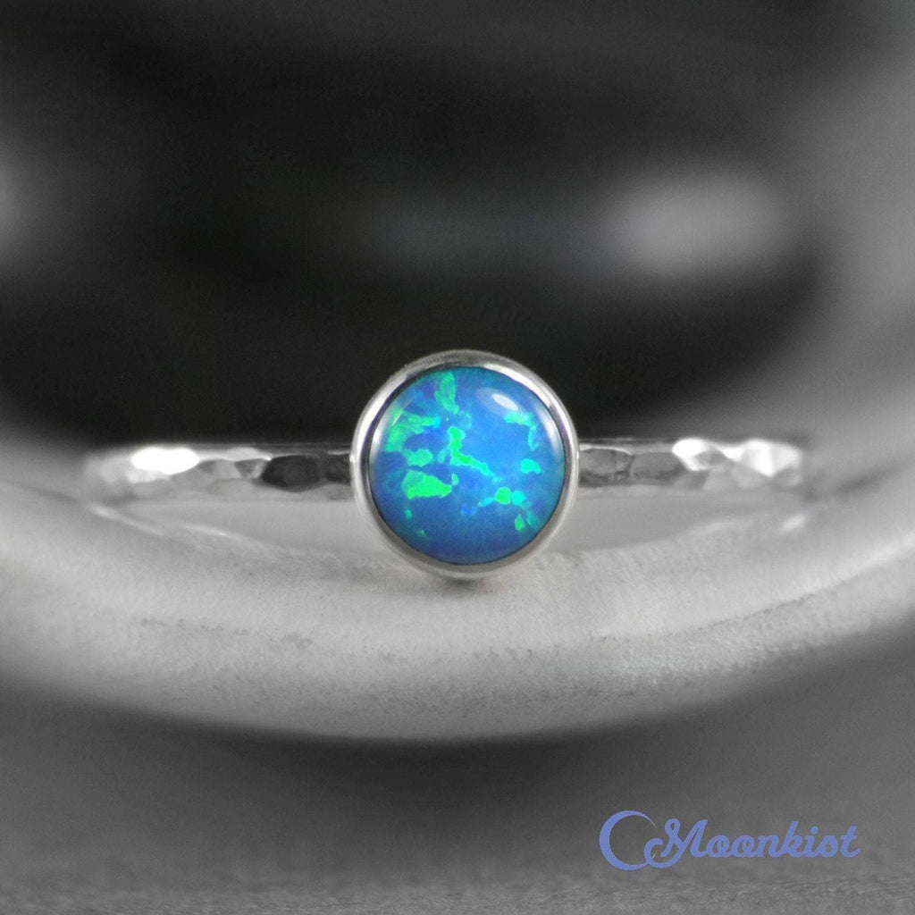 Simple Blue Opal Gemstone Stacking Ring | Moonkist Designs