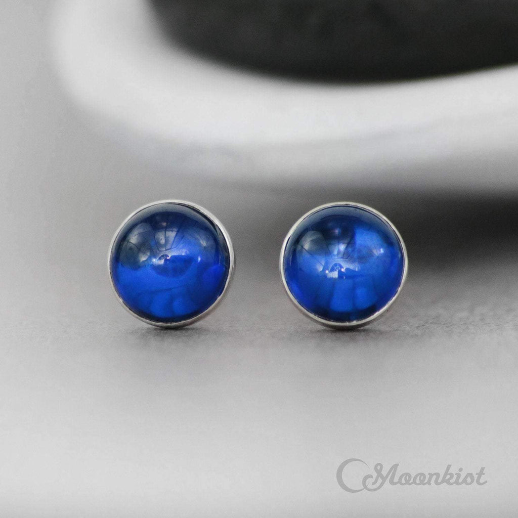 Simple Blue Sapphire Stud Earrings | Moonkist Designs