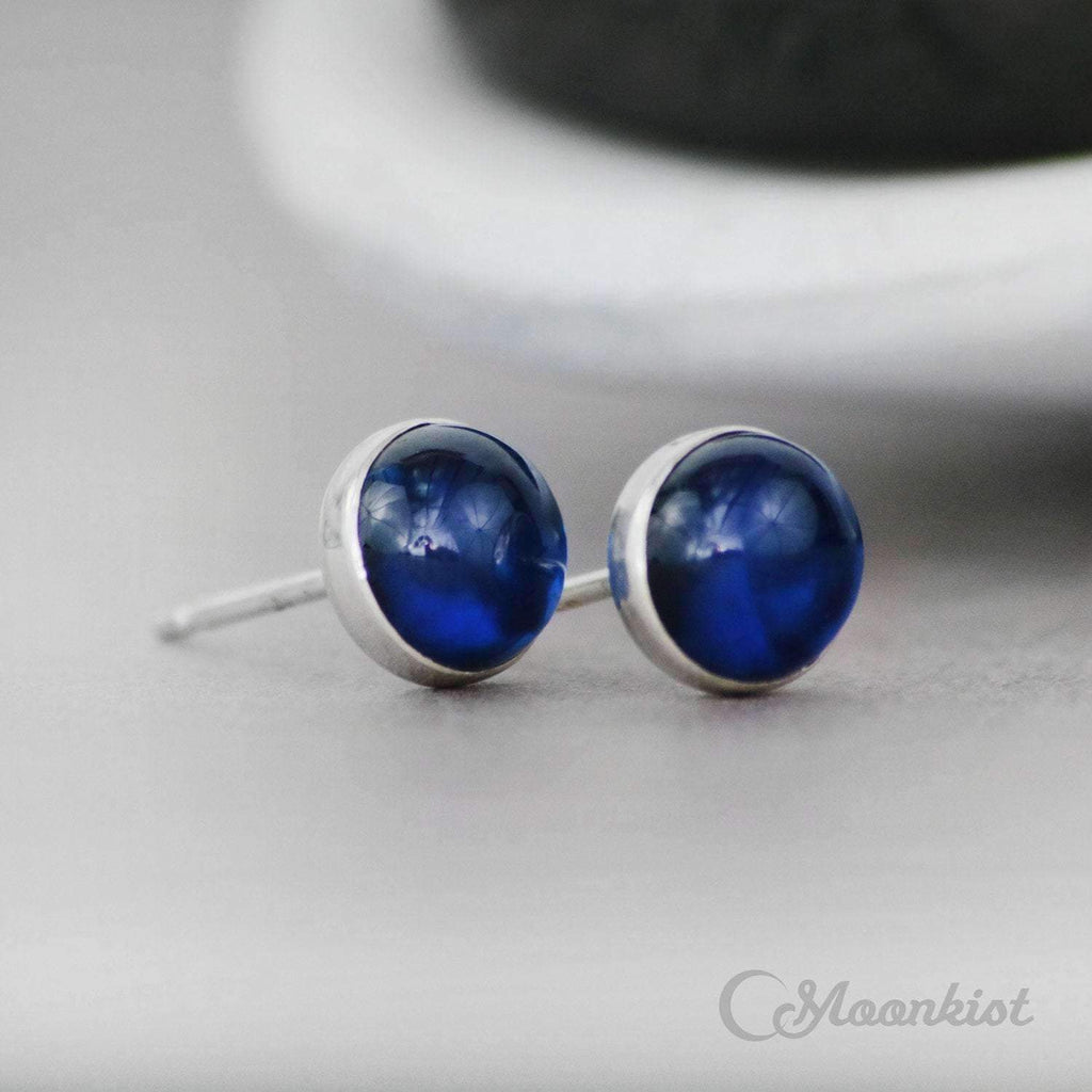 Simple Blue Sapphire Stud Earrings | Moonkist Designs