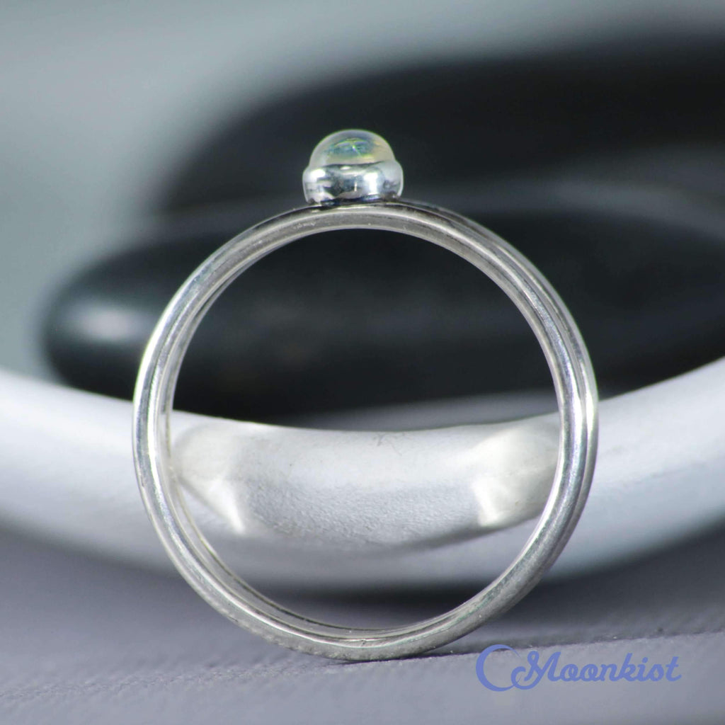 Sterling Silver Rainbow Moonstone Mens Engagement Ring | Moonkist Designs