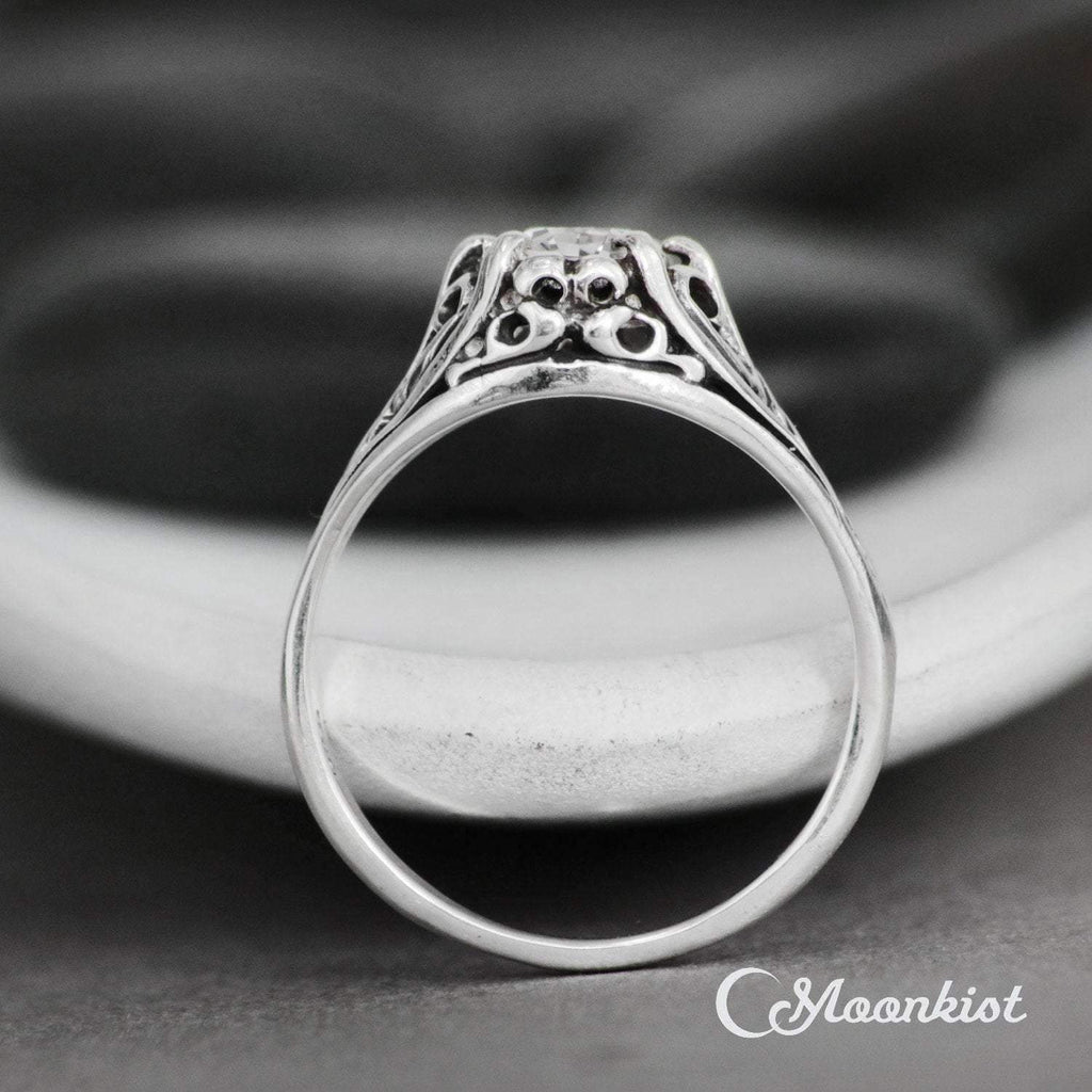 Victorian Oval Filigree Engagement Ring in Sterling Silver | Moonkist Designs