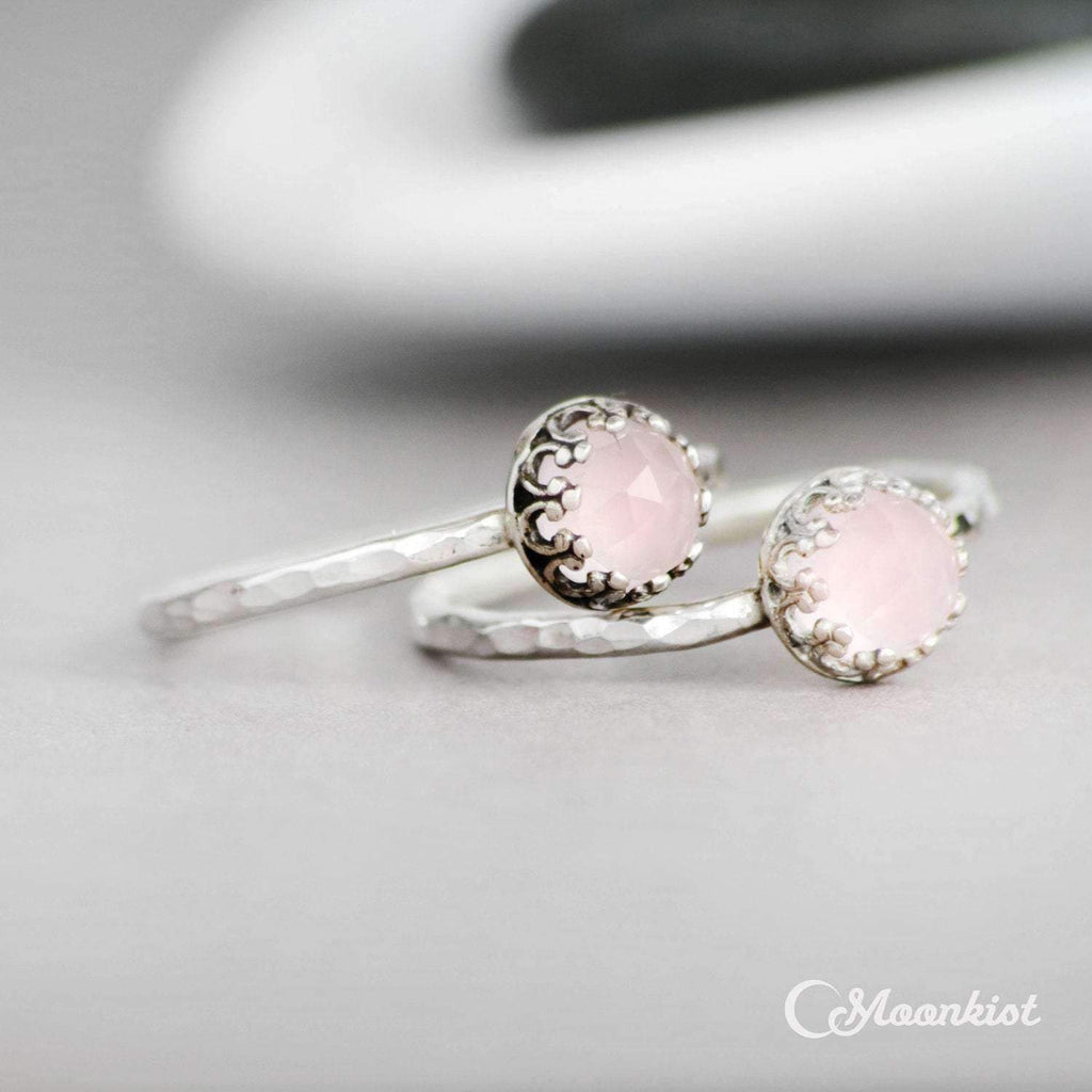 Vintage Inspired Silver Pink Chalcedony Promise Ring | Moonkist Designs